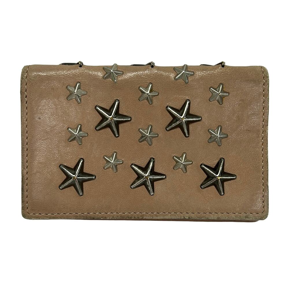 Jimmy Choo Nero Business Card Holder Beige Silver